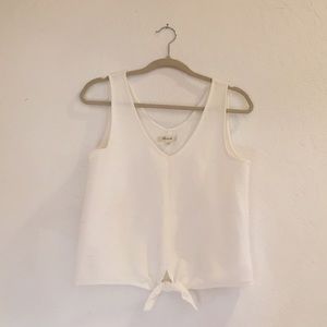 Madewell texture & thread tie-front white tank
